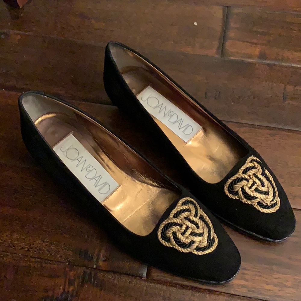 Joan & David Black Suede Flats with Tassel medallion handmade in Italy 🇮🇹